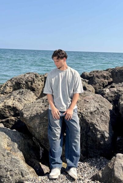 Asit Yıkamalı Basic Oversize Tişört