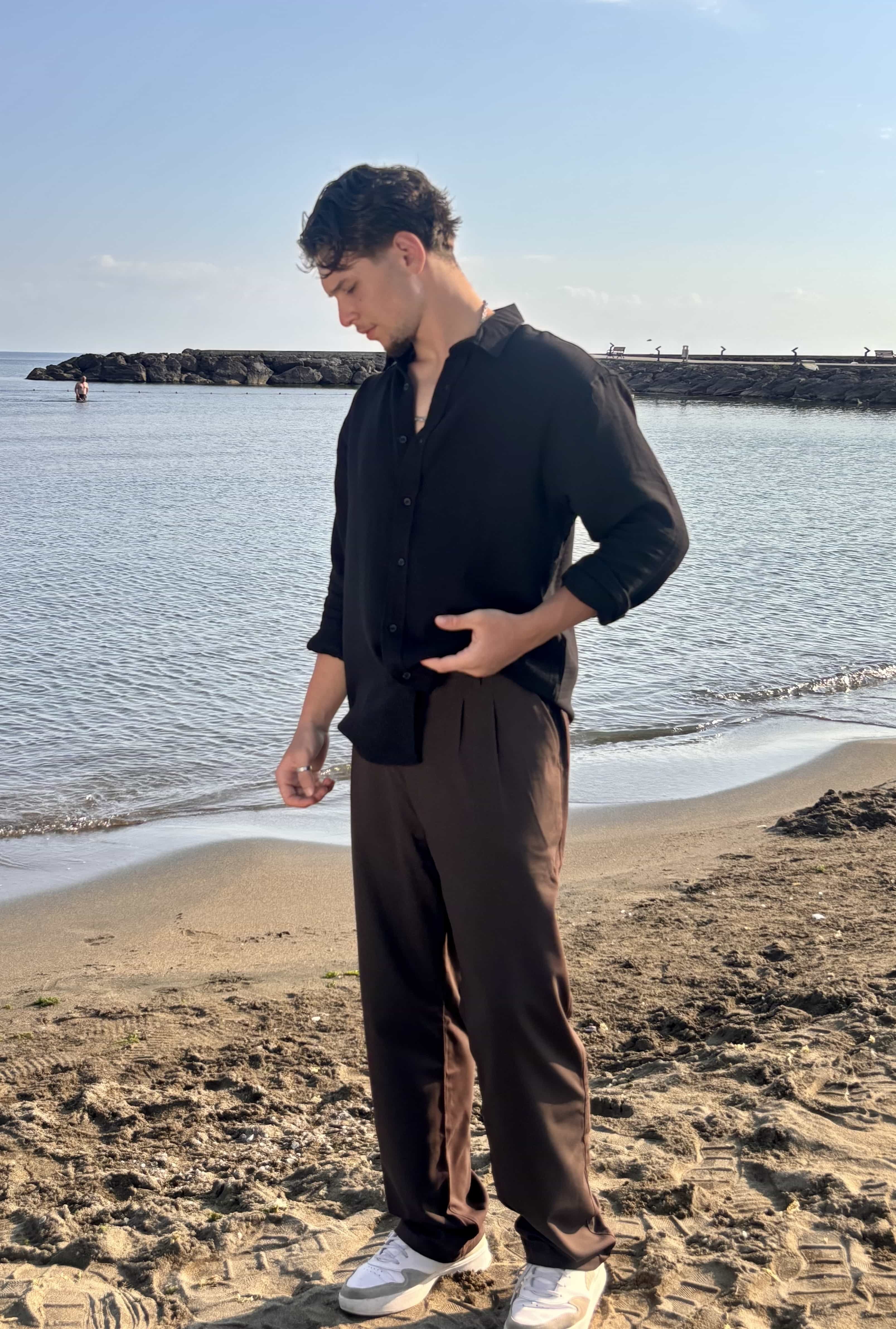 Oversize Uzun Kol Gömlek - Siyah