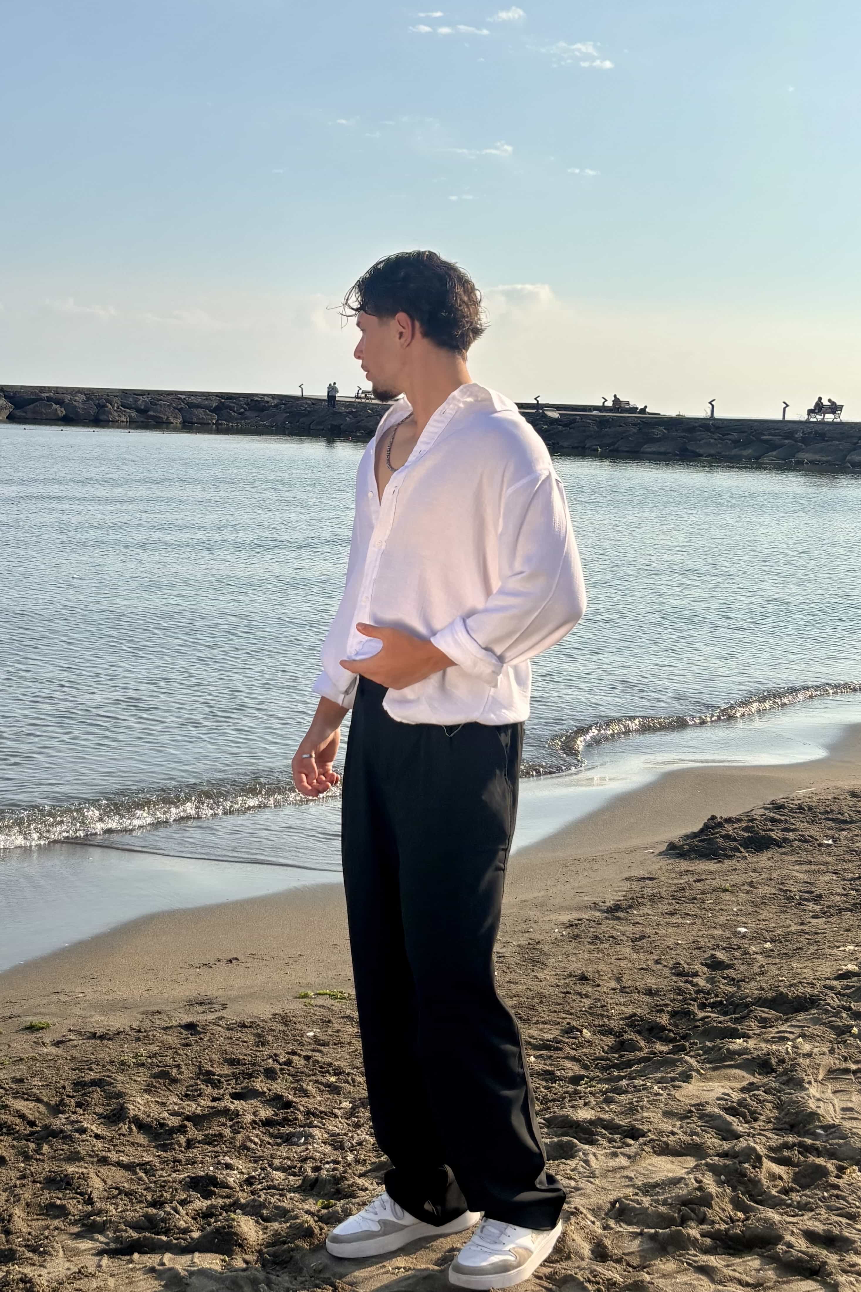 Oversize Uzun Kollu Gömlek Beyaz