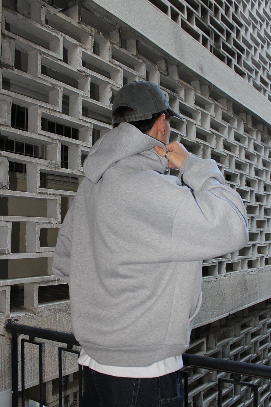 Oversize Basic Hoodie - Gri