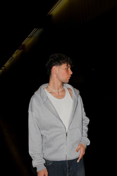 Oversize Basic Zip Hoodie - Gri