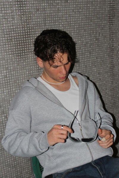 Oversize Basic Zip Hoodie - Gri