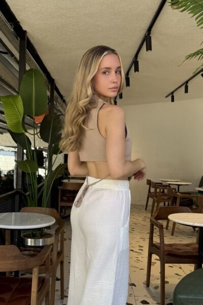 Arkadan Bağlamalı Yelek - Vizon