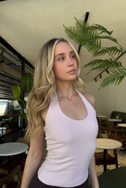 Boyundan Geçmeli Fitilli Atlet - Pembe