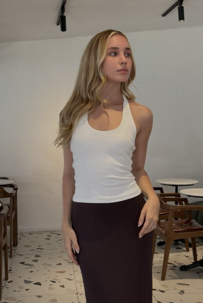 Boyundan Geçmeli Fitilli Atlet - Beyaz