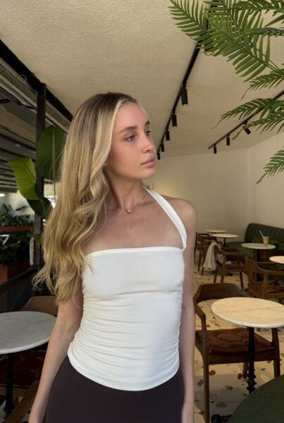 Çapraz Askılı Bluz - Beyaz