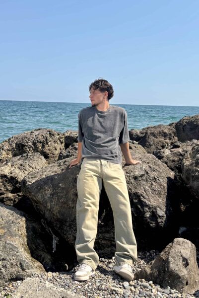 Asit Yıkamalı Basic Oversize Tişört