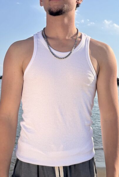 Premium Basic Fitilli Atlet Beyaz