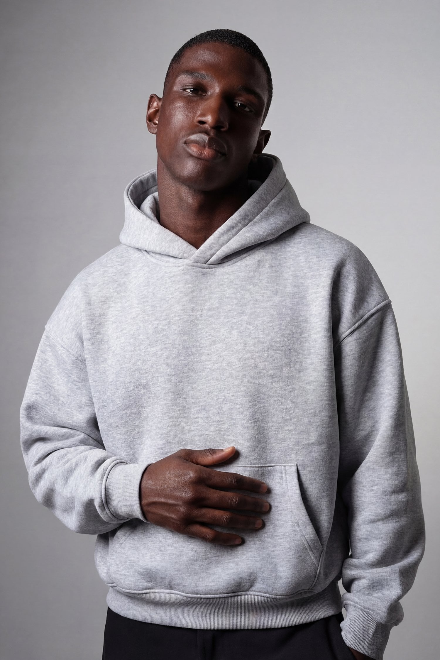 Oversize Basic Hoodie - Gri