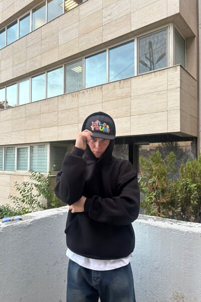 Oversize Basic Hoodie - Siyah