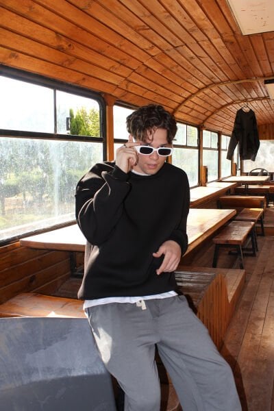 Oversize Basic Sweatshirt - Siyah