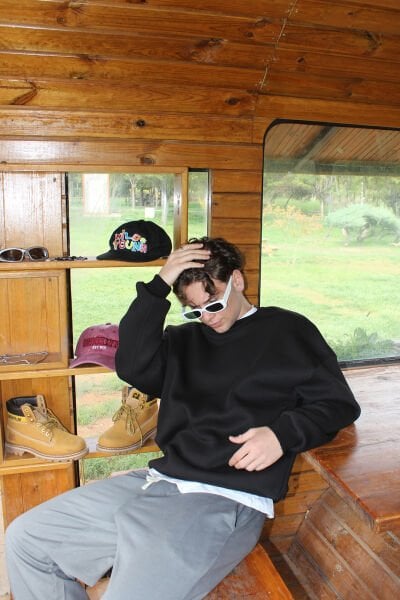 Oversize Basic Sweatshirt - Siyah