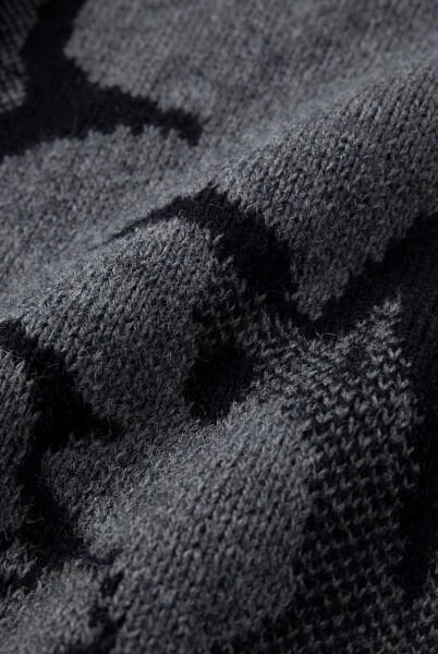 Oversize Desenli Triko Kazak - Antrasit