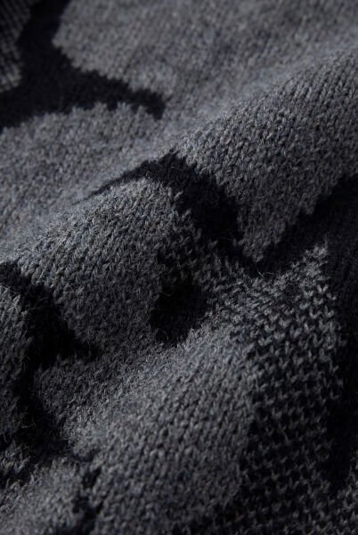 Oversize Desenli Triko Kazak - Antrasit