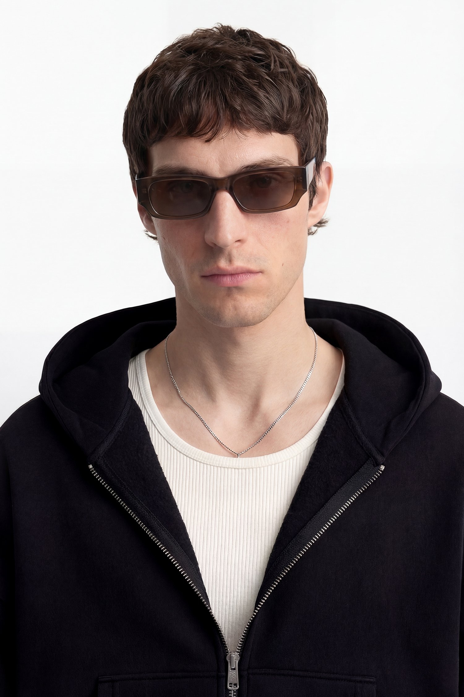 Oversize Basic Zip Hoodie - Siyah