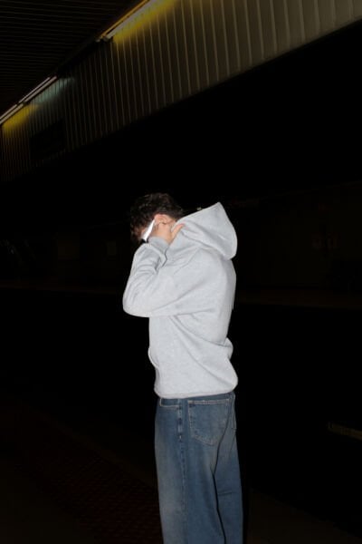 Oversize Basic Zip Hoodie - Gri