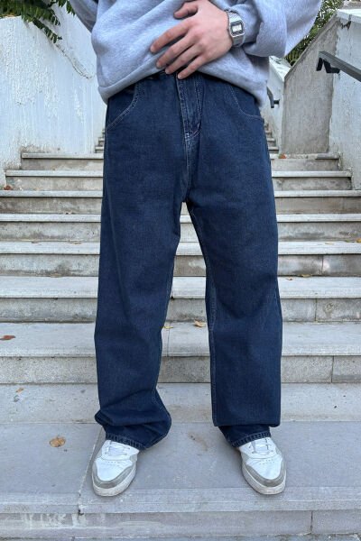 Basic Lacivert Baggy Jean