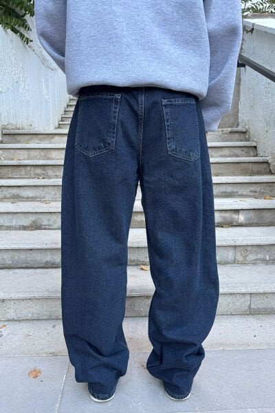 Basic Lacivert Baggy Jean