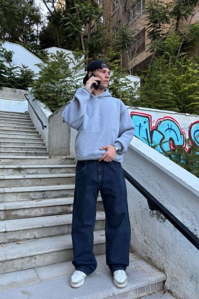 Basic Lacivert Baggy Jean