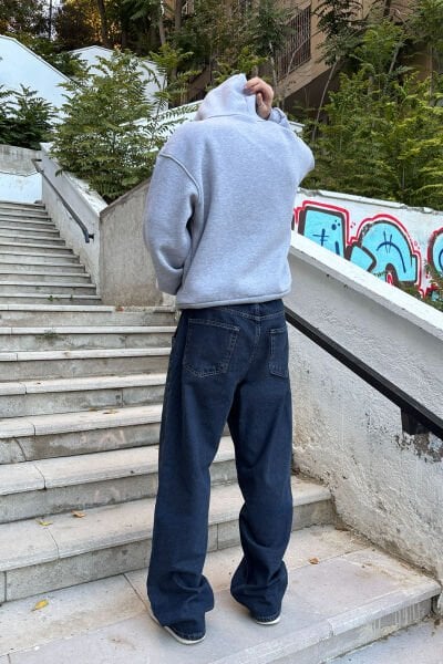 Basic Lacivert Baggy Jean