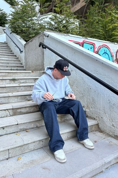 Basic Lacivert Baggy Jean