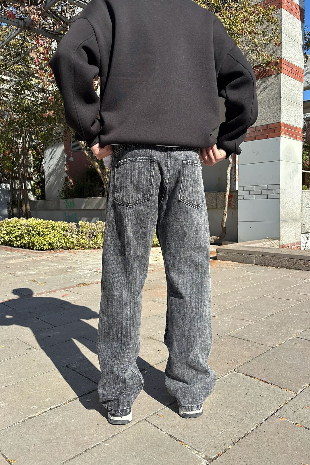 Yıkama Detay Baggy Jean - Gri