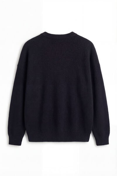 Örümcek Süzene Nakış Overisize Triko Kazak - Siyah