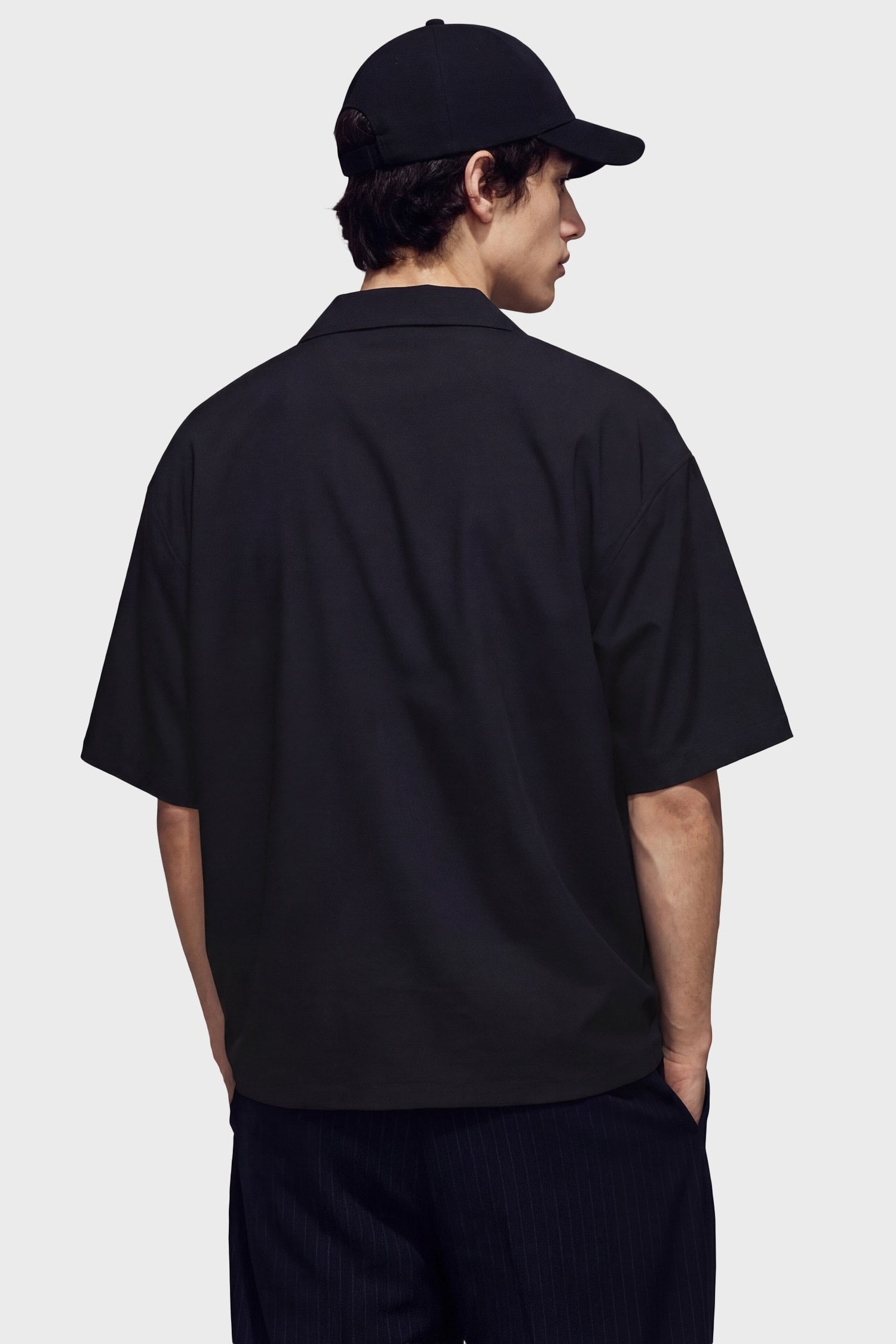 Nakış Detaylı Boxy Fit Kısa Kol Gömlek - Siyah