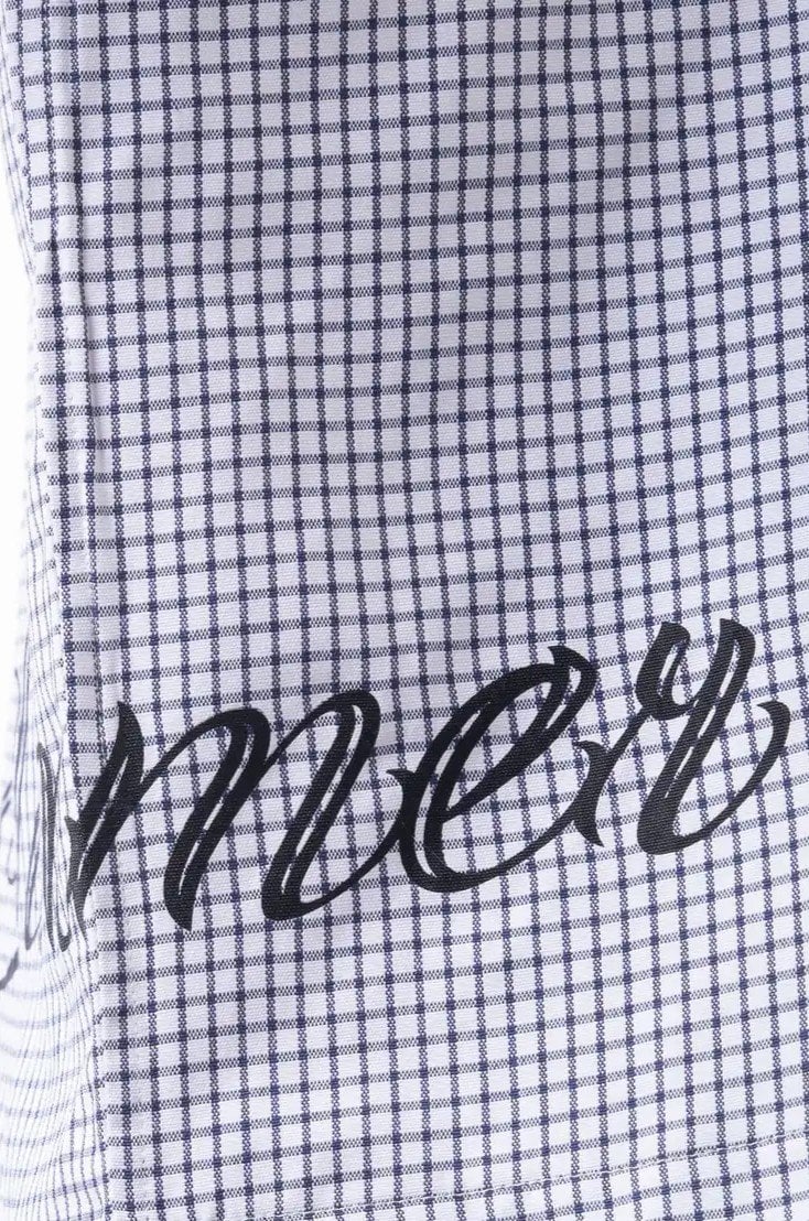 Baskılı Ekose Boxy Fit Gömlek - Beyaz