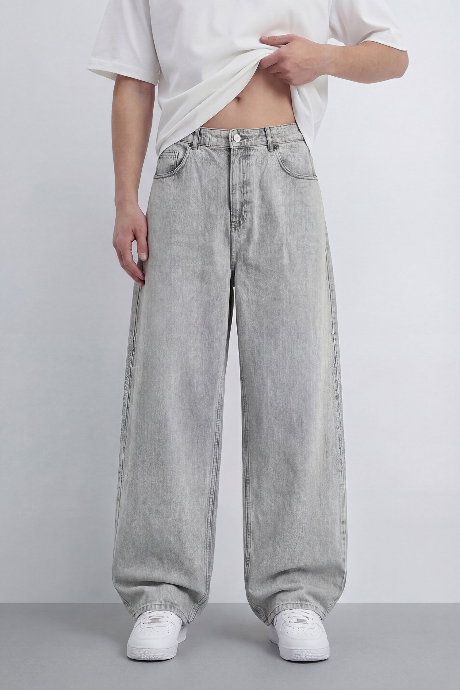 Açık Gri Baggy Jean