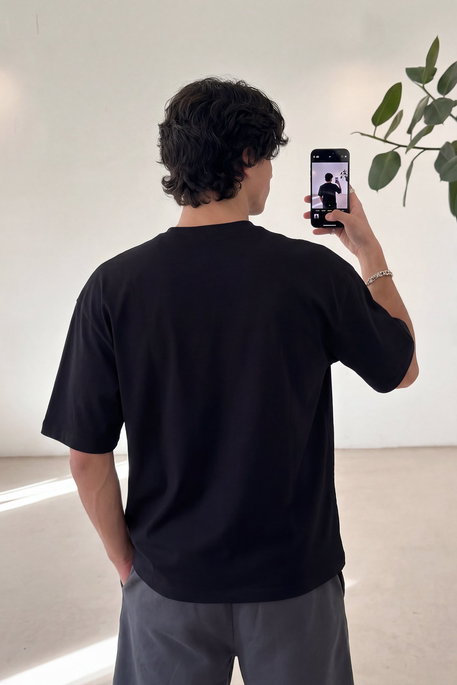 Spider Nakışlı Premium Oversize Tişört - Siyah