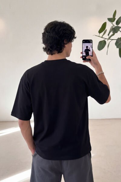 Spider Nakışlı Premium Oversize Tişört - Siyah